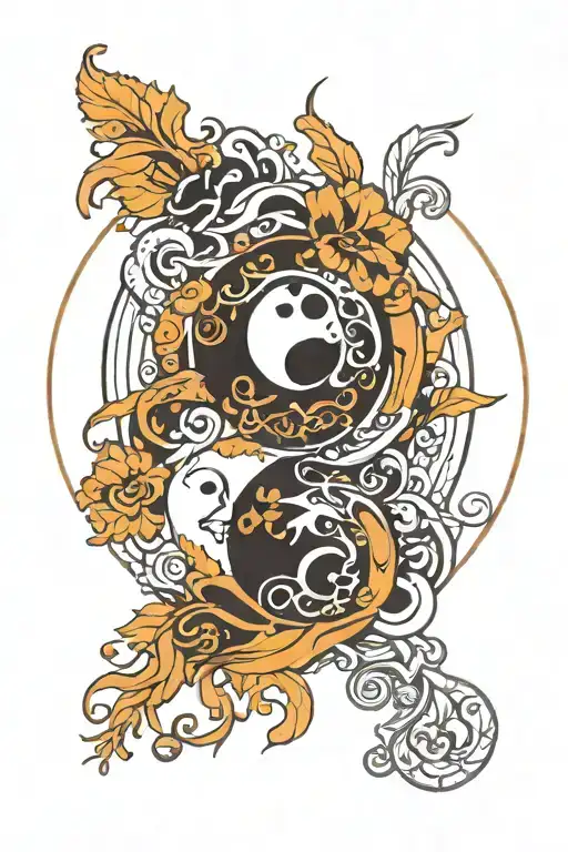 Circle Of Life Intertwined With Yin Yang Symbol