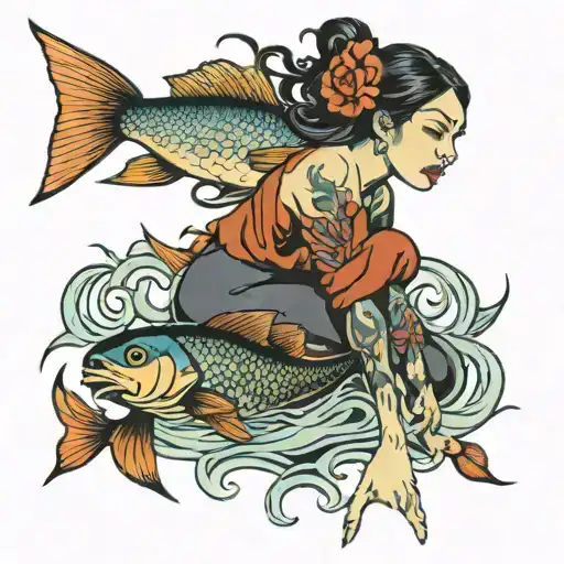 Fish Woman Water Scene