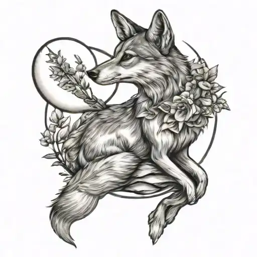 Eidelweiss Moon And Seated Coyote