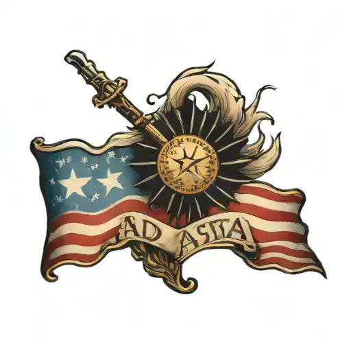 American Flag With The Words Ad Astra Per Aspera And A Prairie Background