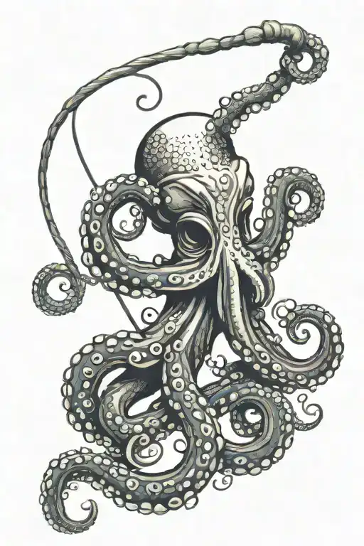 Octopus Holding A Beach Tennis Racket On Its Tentacle