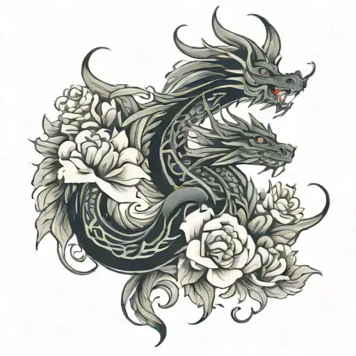 Dragon Floral Symmetrical