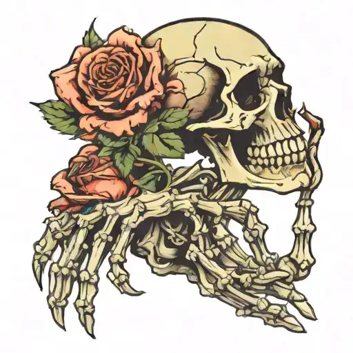Skeletons Hand Holdin Wilting Rose