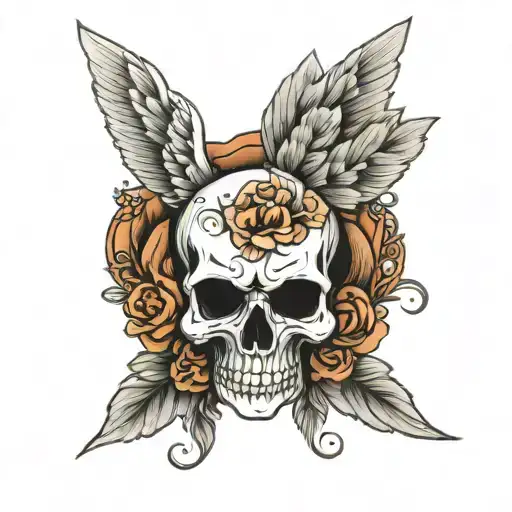 White Skull With Wings