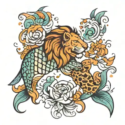 Pisces Fish With Leo Lion