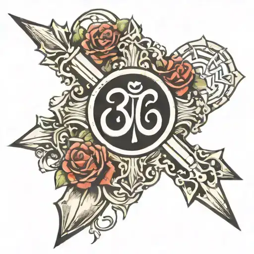 Cross And Roman Numerals And Om