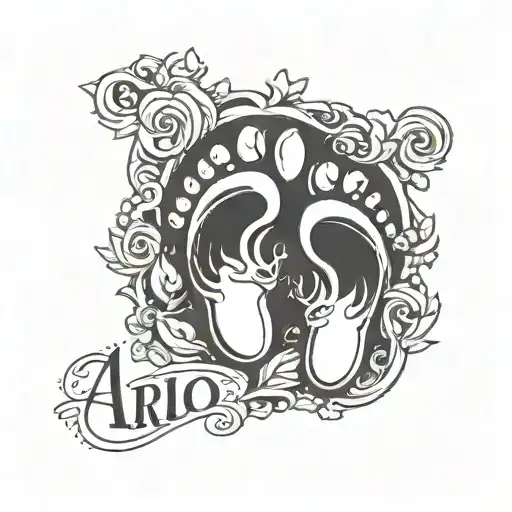 Baby Footprint With The Name Arlo Written Underneath