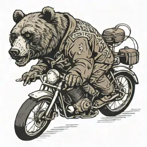 A Russian Bear In A Leather Jacket Rides A Bike And Growls