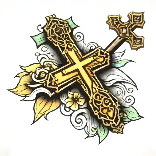 Catholic Cross With Surfboards And Bible Verse