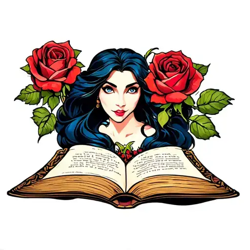 Beauty And The Beast With A Rose And Books Surrounded