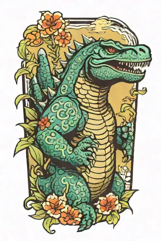 Godzilla Wearing A Hawaiian Shirt