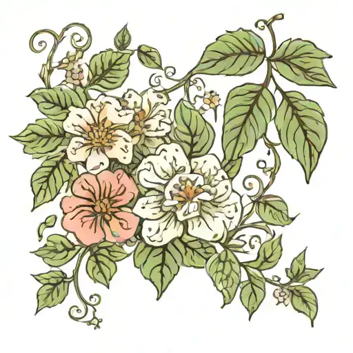 1 Delicate Scientific Ivy Vine With 1 Bella Flower & 1 Hayden Flower & 1 Dante Flower