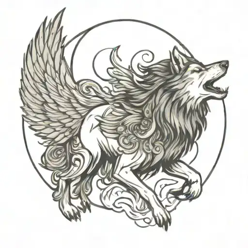 Women's Wolf With Wings And The Moon
