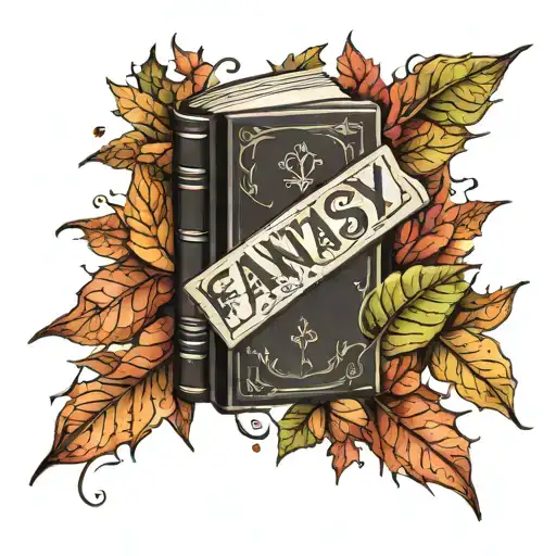 Fantasy Book Surrounded By Autumn Leaves