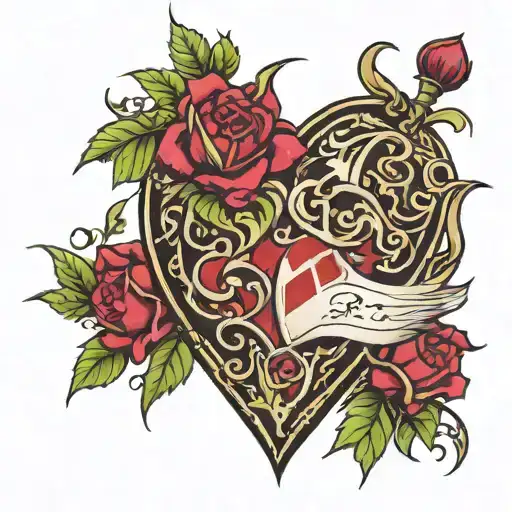 Jack Of Hearts With 1 Rose And 11 Thorns Embedded