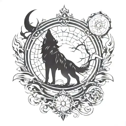 Scale And Wolf Silhouette