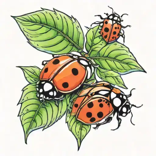 2 Ladybugs And Figtree Leaf
