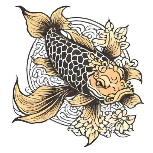 Koi Fish And Arabic Text
