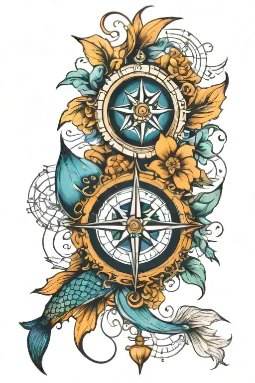 Pisces And Compass Design