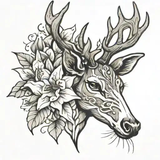 Lily And Deer Head