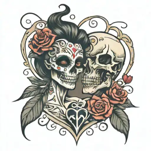 Renee Loves Robert With Skull And Hearts