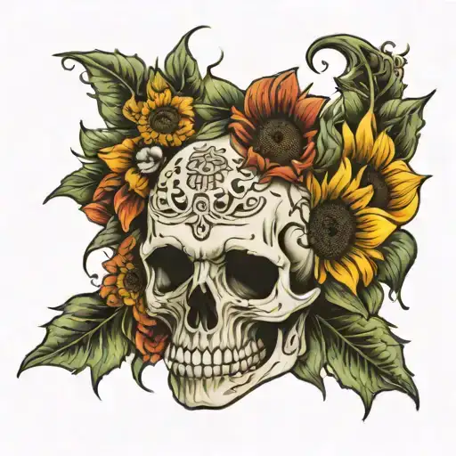 Cornucopia Skull Sunflowers