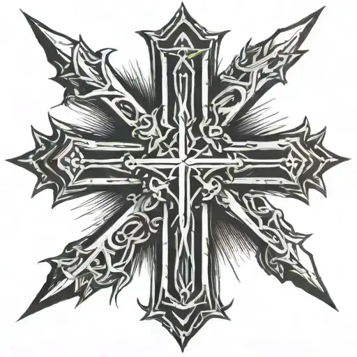 Cross Made Of Nails Black And White