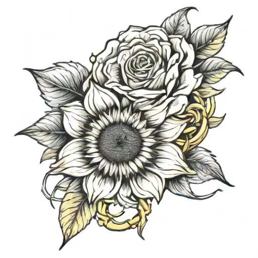 Sunflower Chain With A Yellow Rose In The Middle