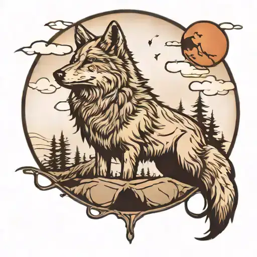 Lone Wolf On Moonlit Bluff