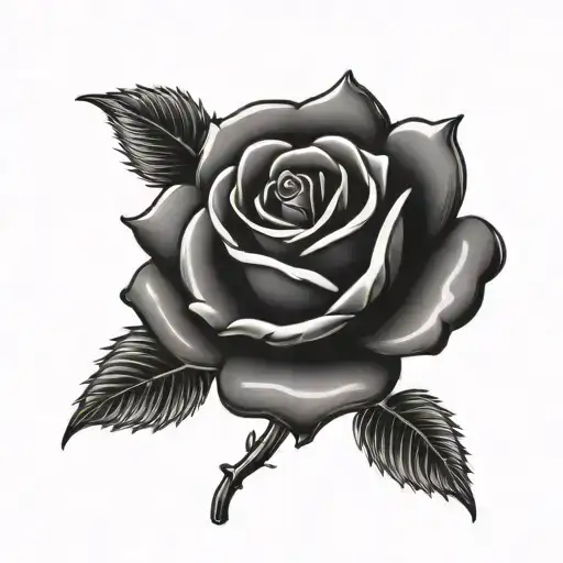 Black Rose On Stamp With Month Of October