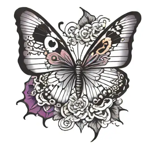 Masculine Black Grey And Purple Butterfly