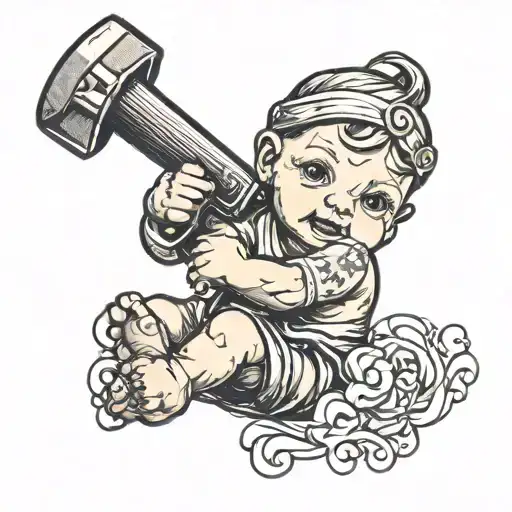 Baby Holding Hammer