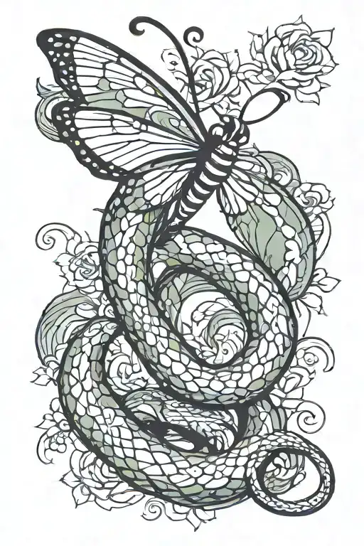 Snake Wrapped Around Butterfly
