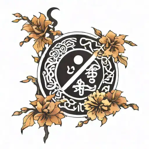 Kanji For Love Combined With Yin And Yang