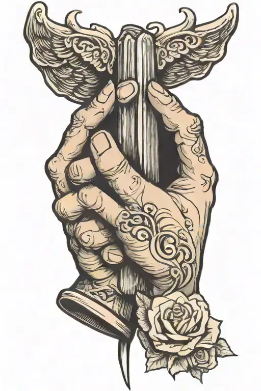 Praying Hands Holding A Short Rib