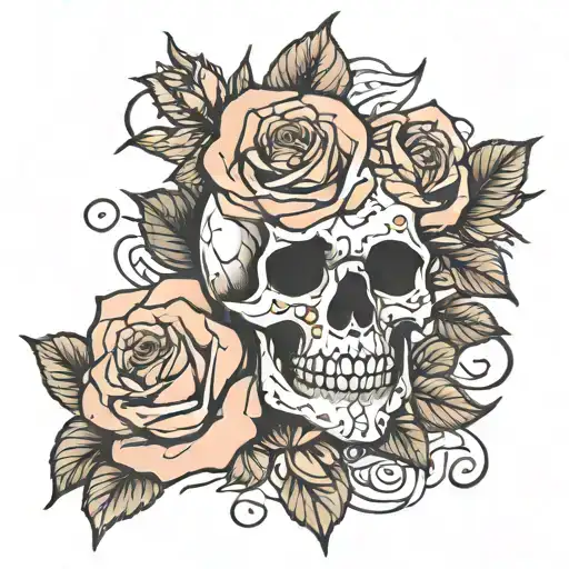 Roses With Skull Flowers