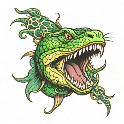 Green Snake Mouth Open