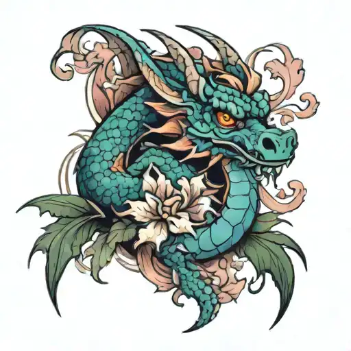 Dragon And Flower On Hand