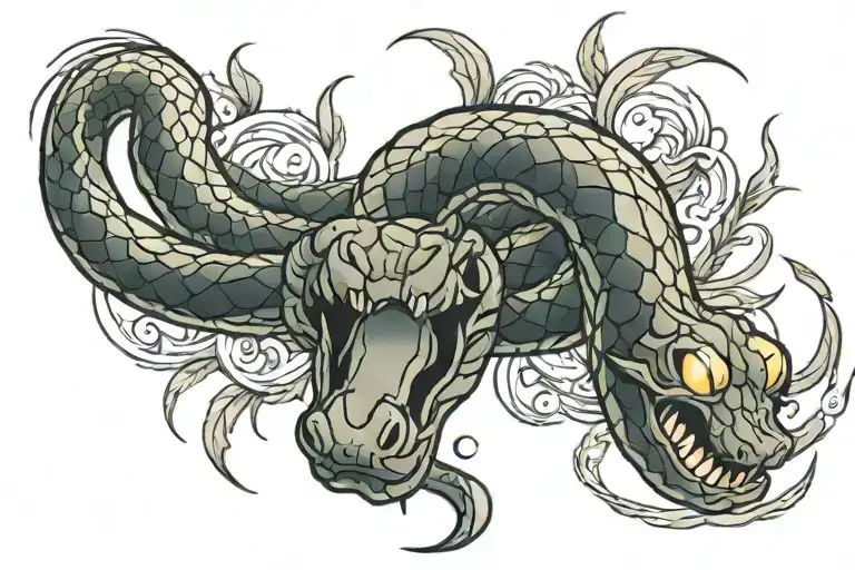 Snake Tattoo With Lighting