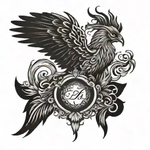 Anindita Name Under The Phoenix Bird Plain Black And White
