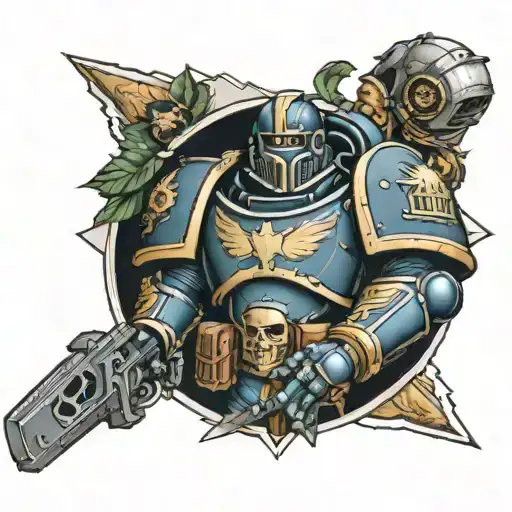 40K Space Marine Simple Tattoo Sleeve