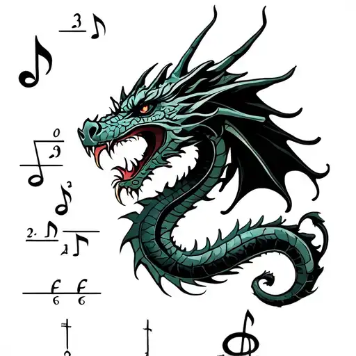 A Mathematical Equation Forming The Shape Of A Dragon Breathing Musical Notes