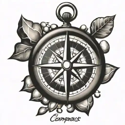Compass With Pebbles Runes Engraved