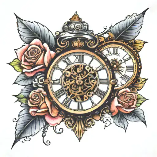 Roman Armour With Clock Face And Rose