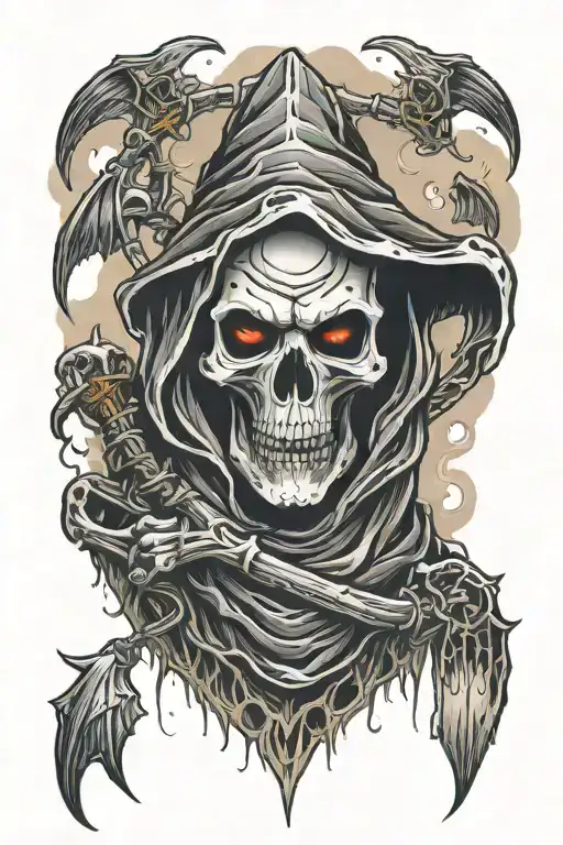 Grim Reaper Head Surrounded By Mist