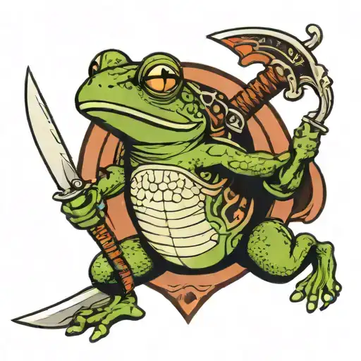 Tattoo Frog Japanese Sword Shield Anger Ranger