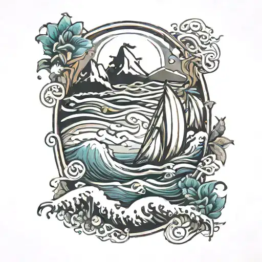 Waves Mountain And Stars Band