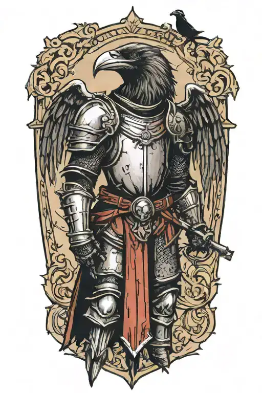 Medieval Knight Sketch With Ravens