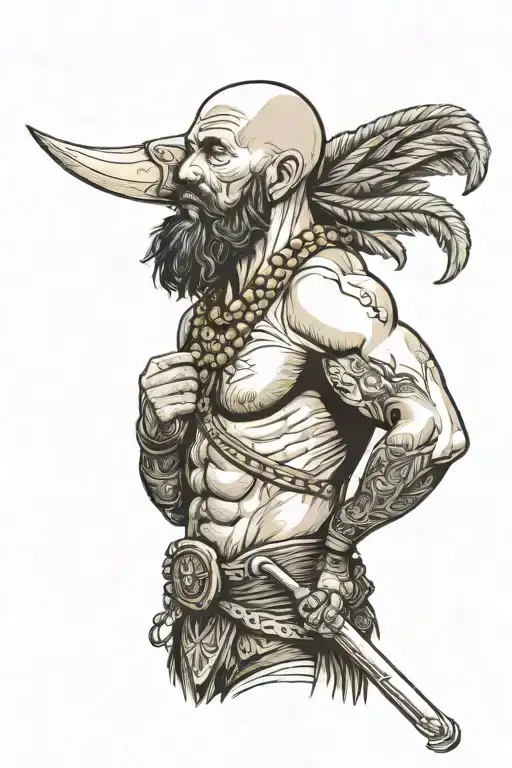 Bald Bearded Warrior Holding A Bannana