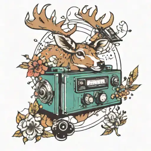 Deer And Old Radio And Color Palet